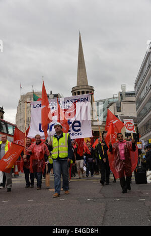 London, UK. 10th July, 2014. Strike took place all across the UK over a series of on-going disputes between the public sector and the government. More than one million public sector workers are expected to join in the action today. Credit:  See Li/Alamy Live News Stock Photo