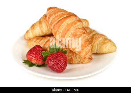 Plate with Croissants Stock Photo