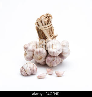 Spices organic garlics isolated on white background Stock Photo