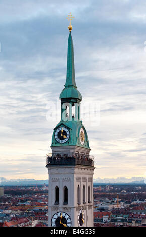 Tower of St. Peter's Church, Munich, Bavaria, Germany. Stock Photo