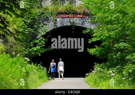 The entrance to the cressbrook tunnel on the monsal trail derbyshire england uk Stock Photo