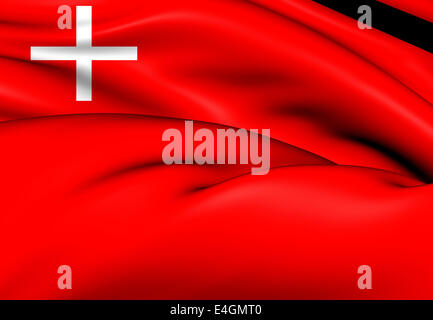 Flag of Schwyz, Switzerland. Close Up. Stock Photo