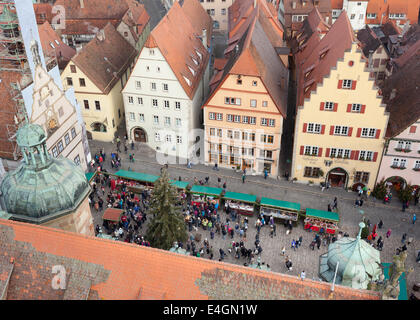 Christmas Market square of Rothenburg ob der Tauber, Germany Stock Photo