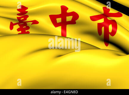 Flag of Taichung, Taiwan. Close Up. Stock Photo