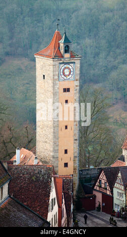 Old castle gate with castle tower of Rothenburg ob der Tauber in Germany Stock Photo