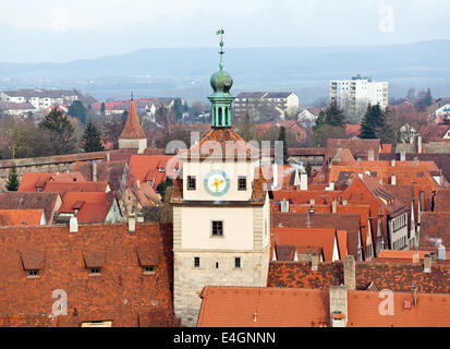 Old tower of the city fortification of Rothenburg ob der Tauber in Germany. Stock Photo