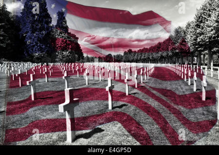 These shots are a double exposure picture ,views of the American cemetery at Belleau wood which the site of a great battle. Stock Photo