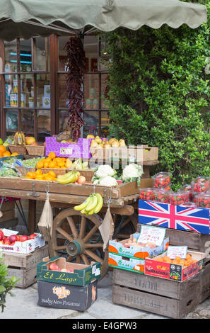 Market stall selling fruit and vegetables, England, UK Stock Photo