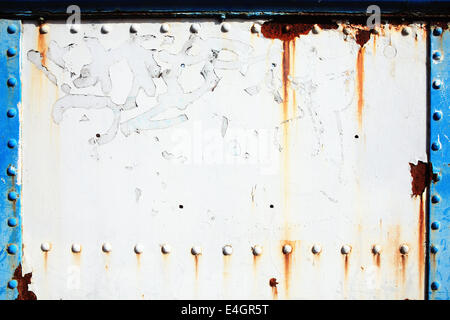 Old cast iron rusty distressed sheet metal background surface with blank copy space Stock Photo