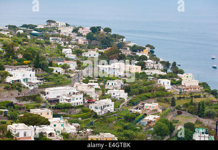 Capri town on Capri island, Campania, Italy. Capri is an island in the Tyrrhenian Sea off the Sorrentine Peninsula, on the south Stock Photo