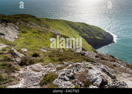 The rugged coastline of the Llyn Peninsula at Braich y Noddfa, North Wales, UK Stock Photo