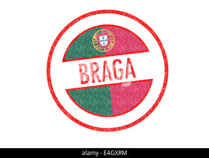 Passport-style BRAGA rubber stamp over a white background. Stock Photo