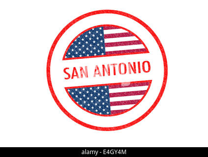 Passport-style SAN ANTONIO rubber stamp over a white background. Stock Photo