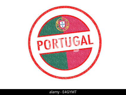 Passport-style PORTUGAL rubber stamp over a white background. Stock Photo