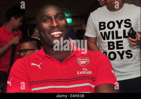 Singapore. 11th July, 2014. Former Arsenal player Sol Campbell attends the Arsenal's new kit launch in Singapore, July 11, 2014. Credit:  Then Chih Wey/Xinhua/Alamy Live News Stock Photo