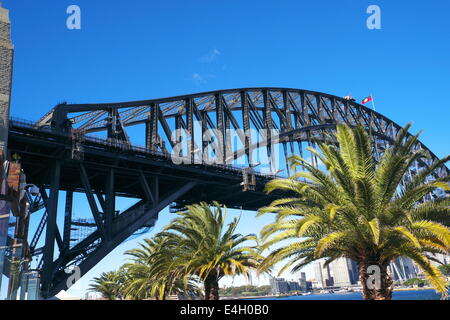 Sydney Harbor bridge viewed from Milsons point on northside , Sydney,Australia Stock Photo