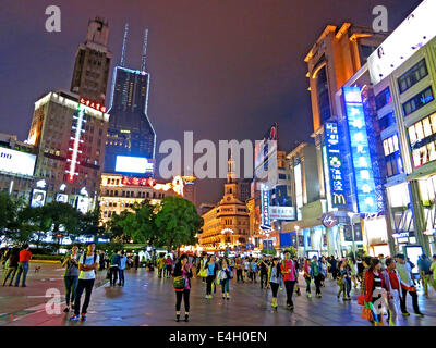 street scene by night Shanghai China Stock Photo