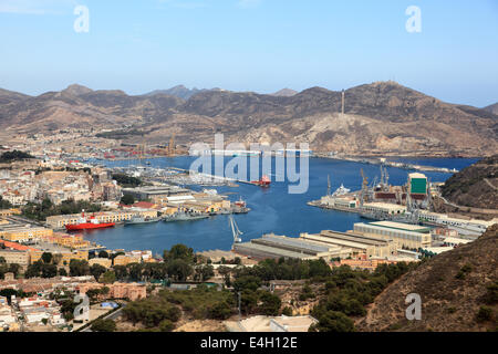 Aerial view over the port of Cartagena, region Murcia, Spain Stock Photo