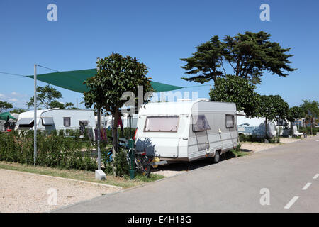 Caravan on a camping site in southern Spain Stock Photo