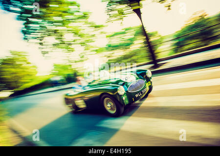 Austin Healey 100S from 1954 at Mille Miglia - Classic Car Race, Brescia, Italy 2014 Stock Photo