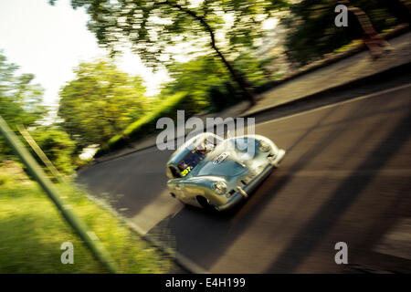 Porsche 356 Speedster from 1955 at Mille Miglia - Classic Car Race, Brescia, Italy 2014 Stock Photo