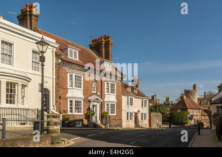 Part of Maltravers Street, Arundel, West Sussex, southern England. Stock Photo