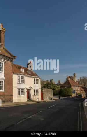 Part of Maltravers Street, Arundel, West Sussex, southern England. Stock Photo