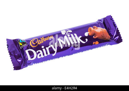 A new shape bar of Cadbury Dairy Milk chocolate on a white background ...