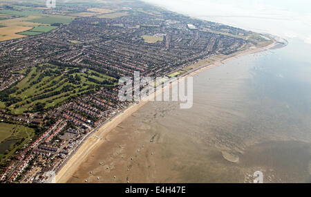 aerial view of the coast and beach at Southend on Sea, Essex, UK