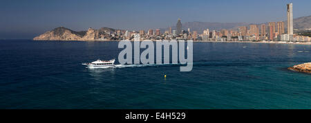 Overview of Hotels and Playa De Levante, resort of Benidorm, Costa Blanca, Valencia Province, Spain, Europe. Stock Photo