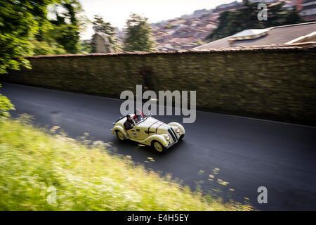 BMW 328 from 1939 at Mille Miglia 2014 - Classic Car Race, Brescia, Italy 2014 Stock Photo