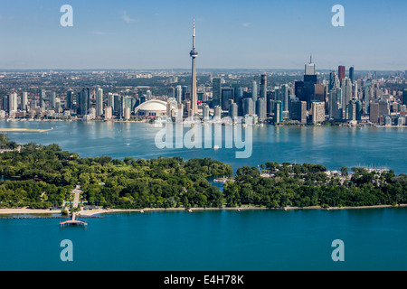 Aerial view of Toronto skyline with islands in the foreground. Stock Photo