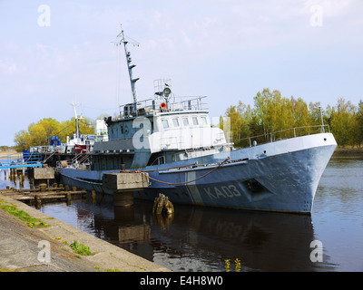 Small military ship in Riga base, Latvia Stock Photo