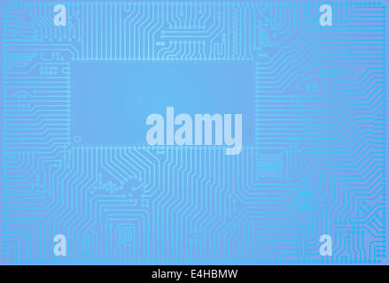 Hi-tech horizontal abstract blue circuit board background Stock Photo