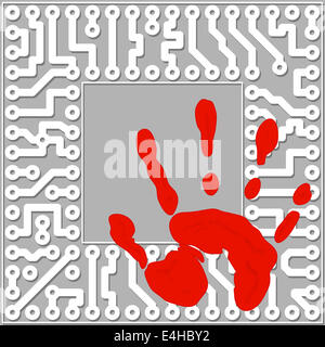Personal identification by handprints. Computer technology concept - illustration Stock Photo