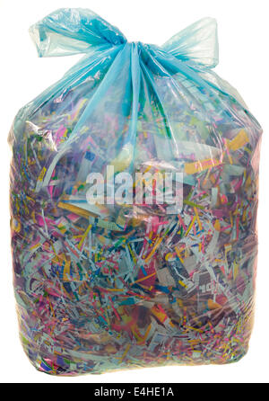 Paper Shreds in Transparent Plastic Bag for Recycling Cutout Stock Photo
