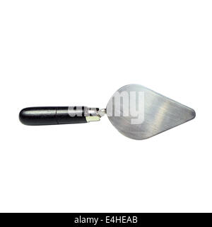 Metal spatula, trowel with plastic handle and paint brush on white  background. Brush and spatula - paint tools on white background top view  Stock Photo - Alamy