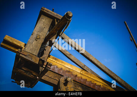 Medieval siege weapons, crossbows, onagers, catapults and battering rams Stock Photo
