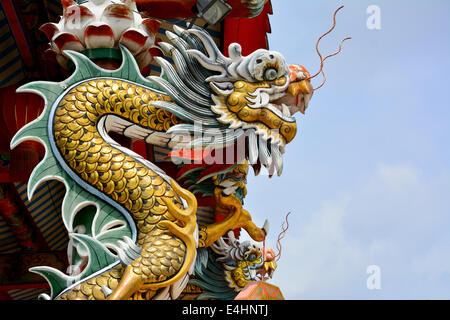 Chinese dragons are legendary creatures in Chinese mythology and Chinese folklore. The dragons have many animal-like forms such Stock Photo