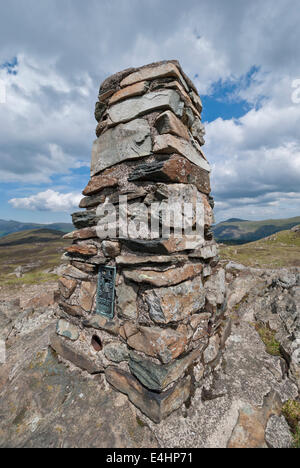 Ordnance Survey Trig point on High Seat, Lake District, Cumbria Stock Photo