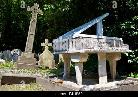 Gravestones and Sculptures in Highgate Cemetery in London. Stock Photo