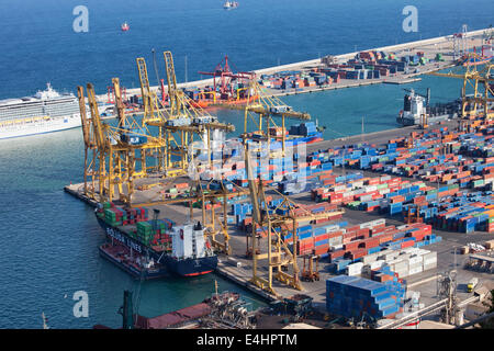 Port of Barcelona in Barcelona, Catalonia, Spain, view from above. Stock Photo