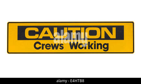 Warning sign, caution, men at work Stock Photo - Alamy