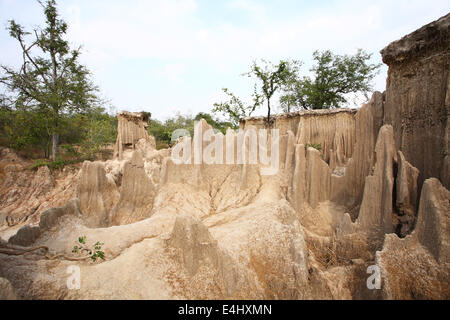 Eroded soil in thailand Stock Photo