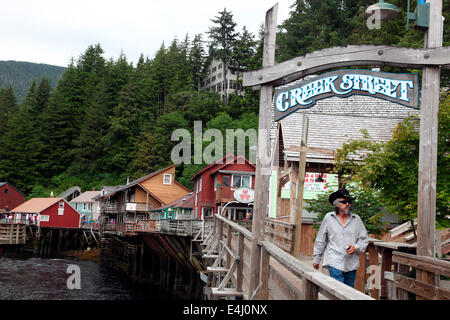 Creek Street, onetime red light district in Ketchikan Alaska Stock Photo