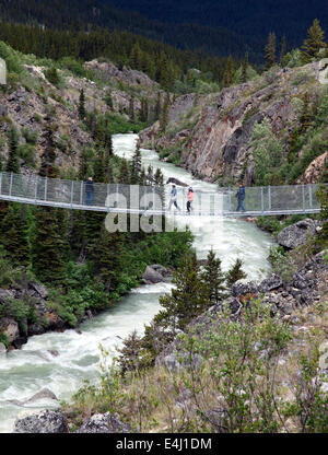 Suspension Bridge over the River Yukon Stock Photo