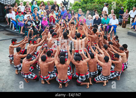 DENPASAR - JULY 27: Traditional Balinese Kecak dance shown in Denpasar, Bali, Indonesia on July 27, 2010. Kecak (also known as R Stock Photo