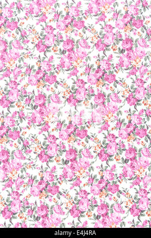 Pink rose fabric background, Fragment of colorful retro tapestry textile pattern with floral ornament useful as background. Stock Photo