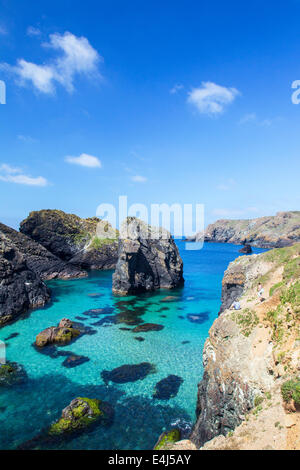 Kynance Cove, Near the Lizard on a summers day with the tide in. Stock Photo