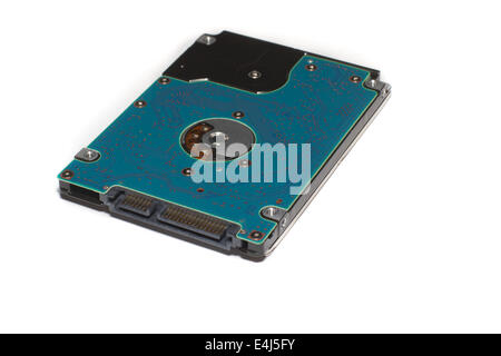 This photograph is of a 2.5" inch Hitachi hard drive from a notebook laptop, showing the circuit board on the underside Stock Photo